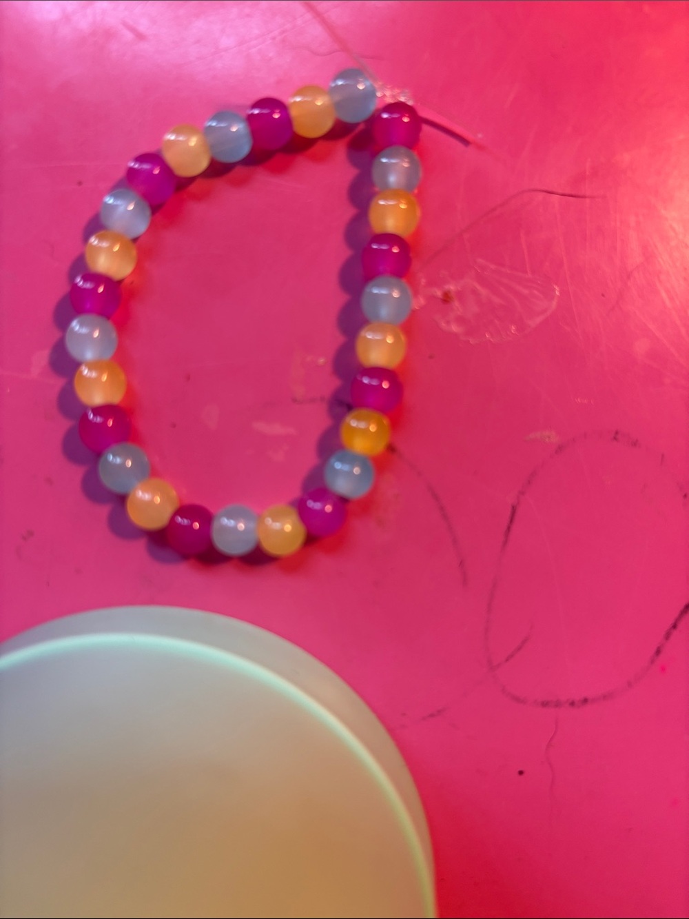 Kids Multicolor Beaded Stretch Bracelet - Pink, Yellow, Blue